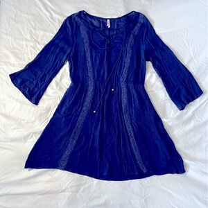 Blue Mini Dress | Half Sleeves | Size M